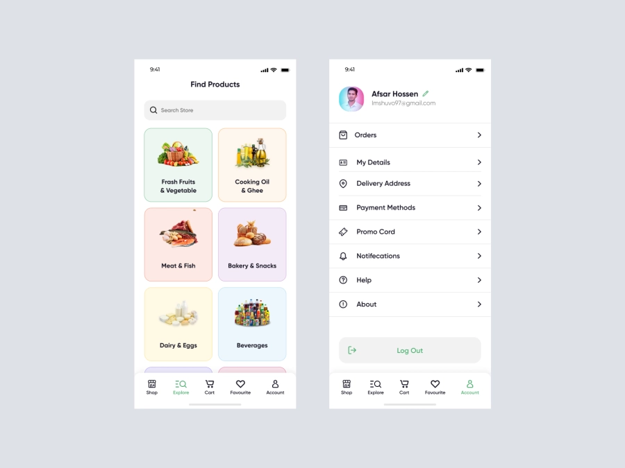 Download Online Groceries App UI for Figma and Adobe XD