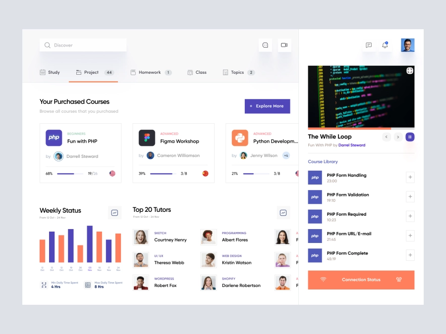 Download Online Learning Course Dashboard UI for Figma and Adobe XD