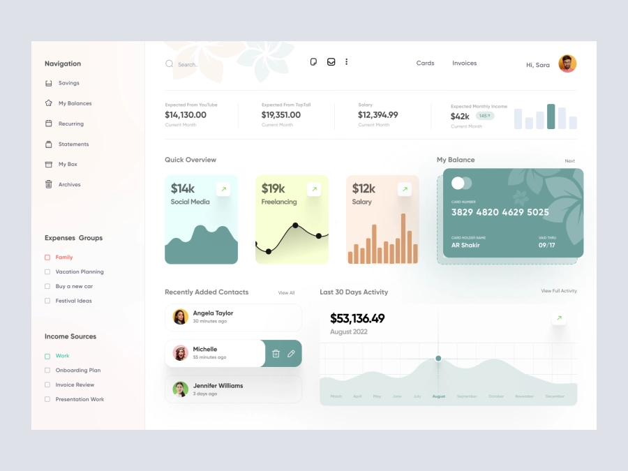 Download Personal Finance Manager App Dashboard for Figma and Adobe XD