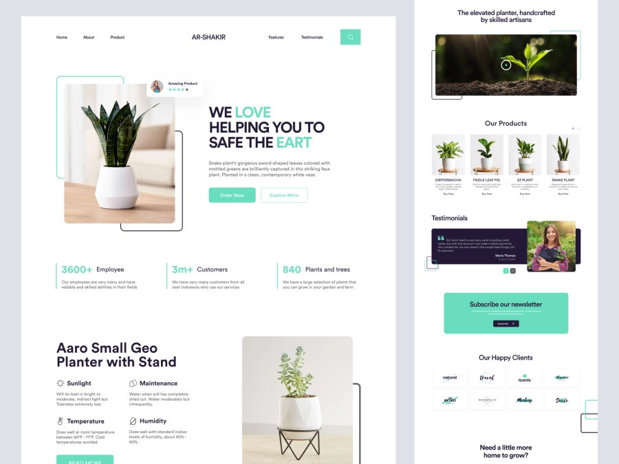 Download Plants Selling Ecommerce Website Template for Figma and Adobe XD