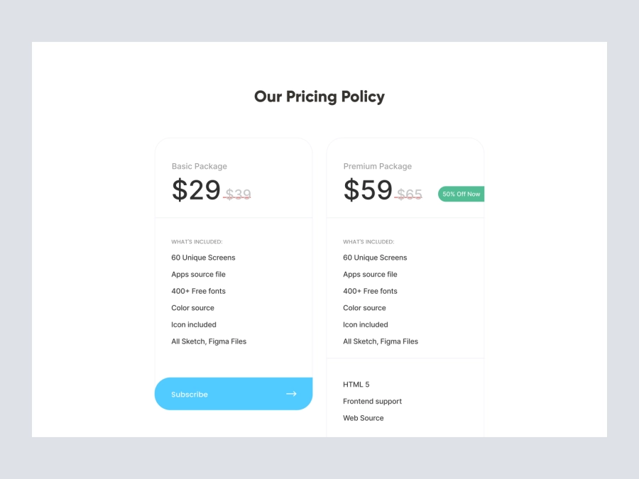 Download Pricing Section for Figma and Adobe XD
