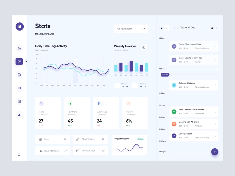 Download Project Management Dashboard for Figma and Adobe XD