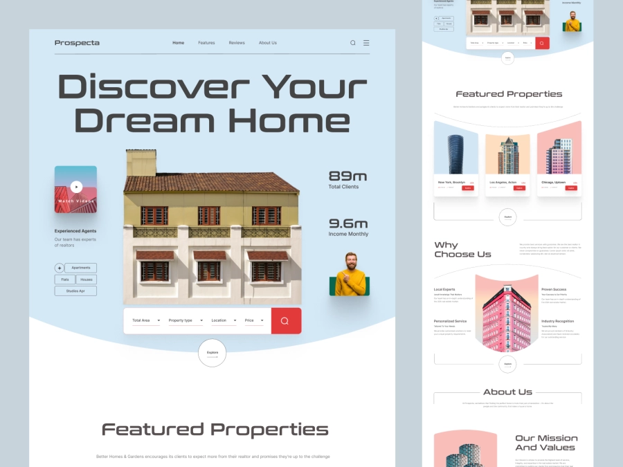 Download Real Estate Agency Website Design for Figma and Adobe XD