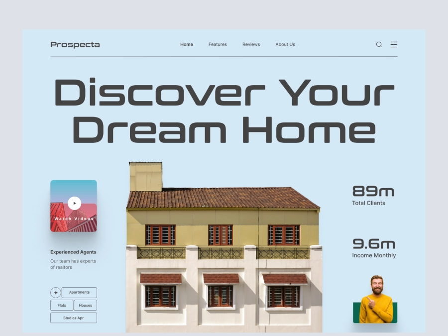 Download Real Estate Agency Website Design Header Section for Figma and Adobe XD