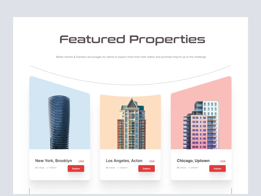 Download Real Estate Agency Website Design Header Section for Figma and Adobe XD
