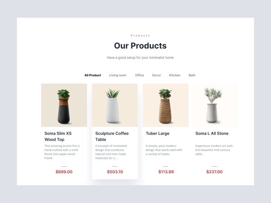 Download Reflect Plant pots and Vases Website - Header for Figma and Adobe XD