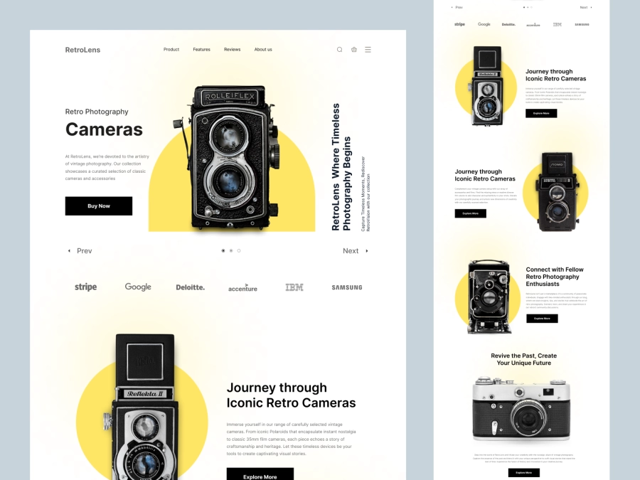 Download RetroLens - Camera Store Website Design for Figma and Adobe XD