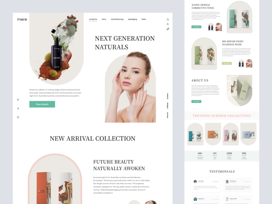 Download Shopify Cosmetic Product Store Homepage Design for Figma and Adobe XD