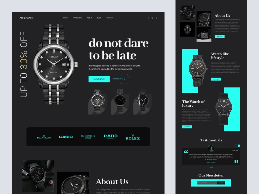 Download Shopify Watch Store Website Design - Full Page