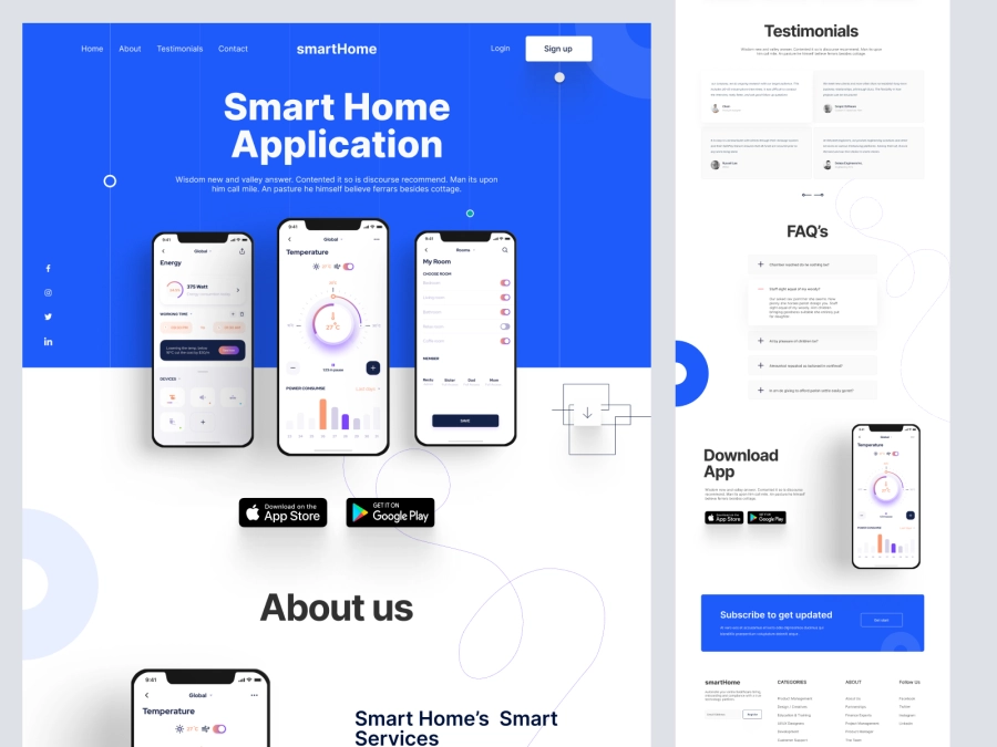 Download Smart Home Mobile App Landing Page - Full Page