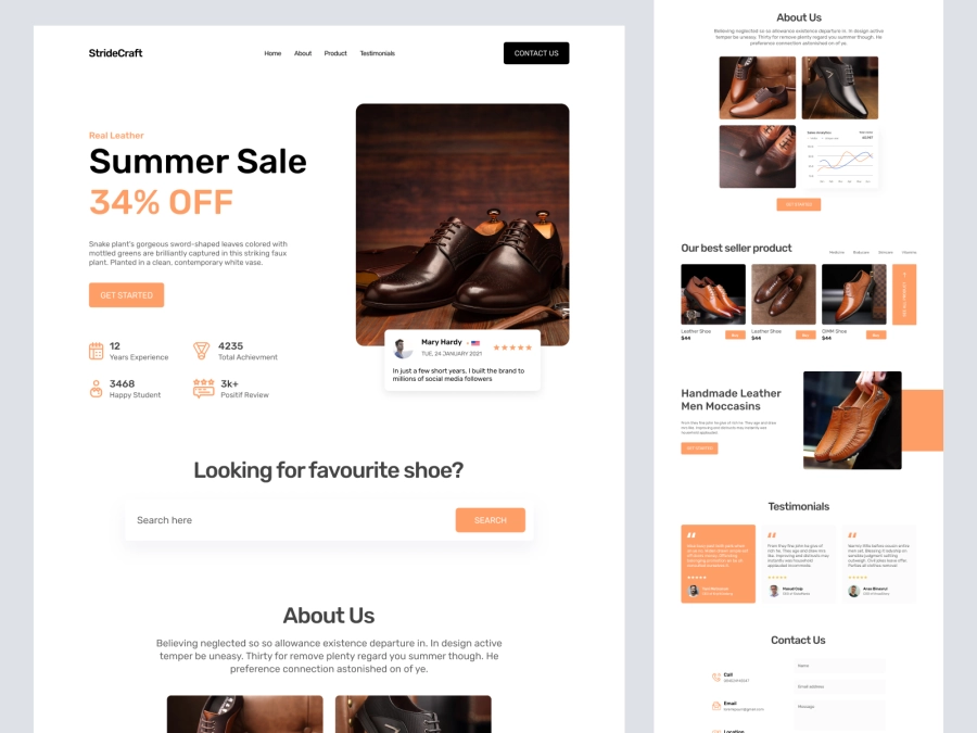 Download StrideCraft - Shopify Store for Men Shoes for Figma and Adobe XD