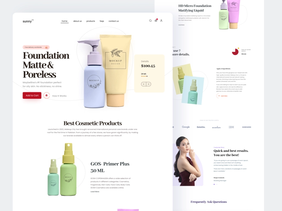 Download Sunny - Cosmetics Shopify Store for Figma and Adobe XD