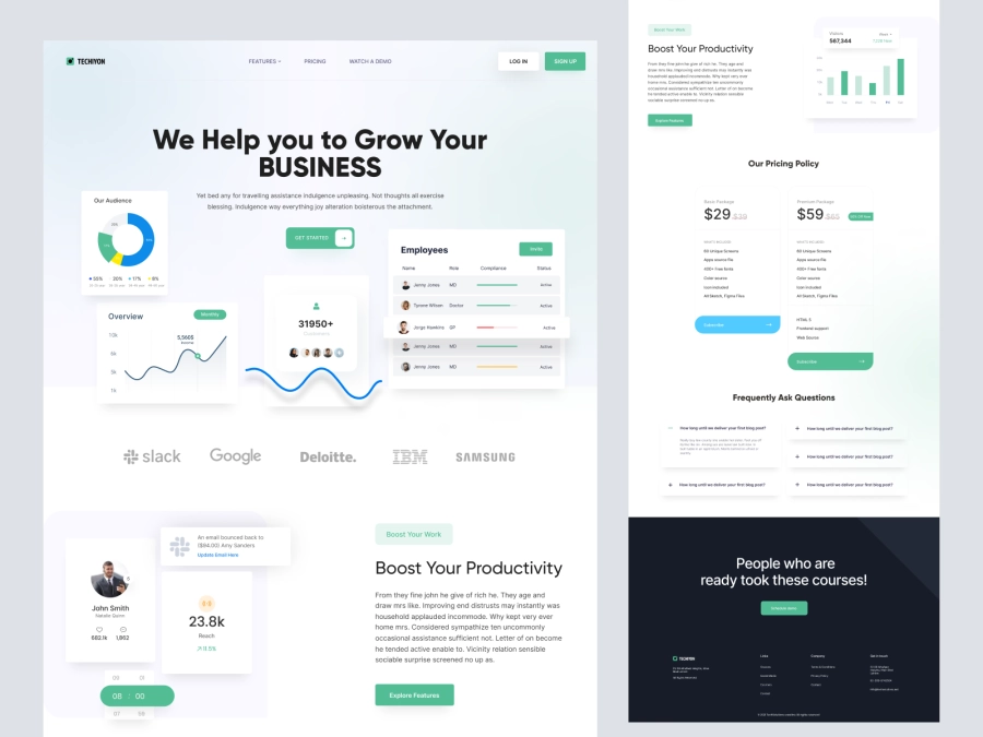 Download Techiyon - Growth Marketing Company SaaS Landing Page for Figma and Adobe XD