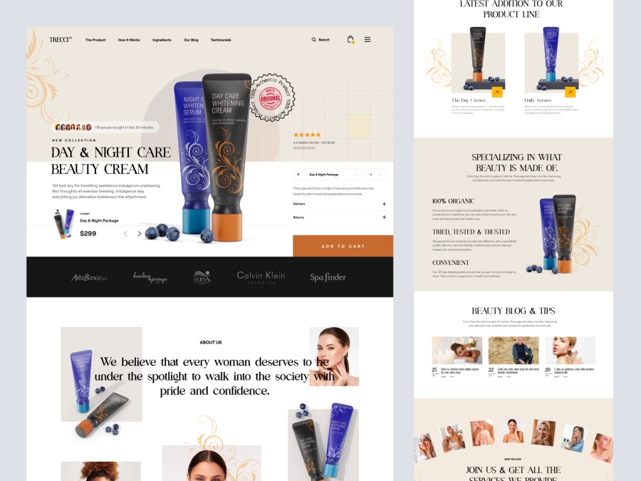 Download Trecci - Cosmetics Product Shopify Website for Figma and Adobe XD