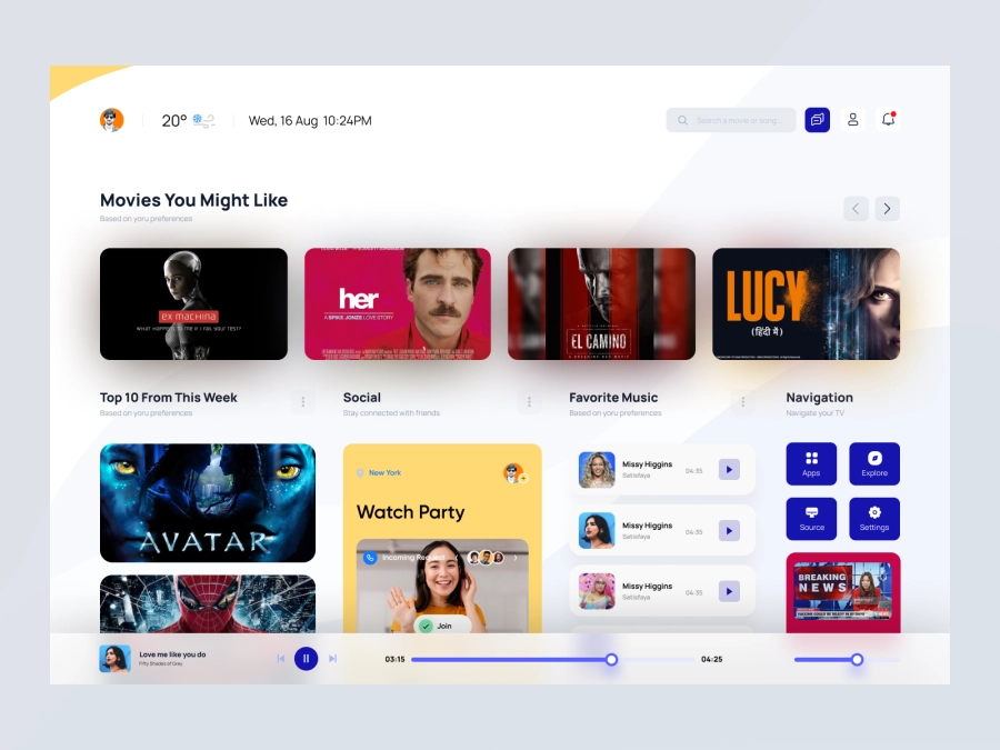 Download TV App Interface for Figma and Adobe XD
